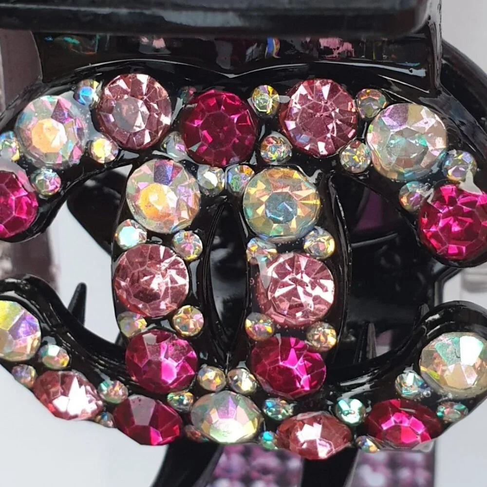 Fashion Pink Crystals Claw Long Hair Tie Girl Women Casual Formal Accessory Gift